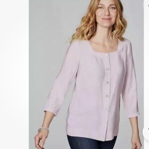 J. Jill Pale Orchid Square Neck Button Down blouse, Size 2X, NWT